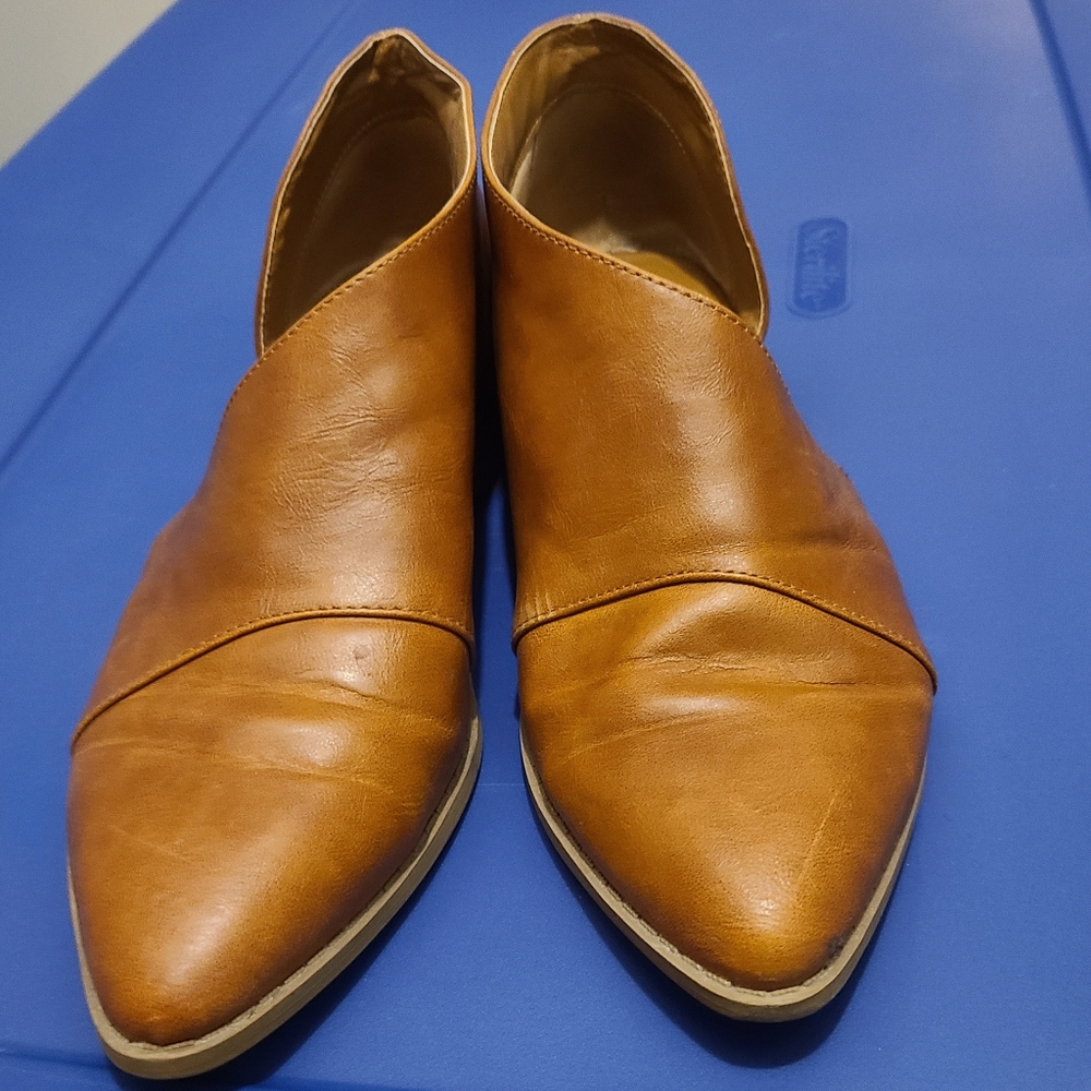 Target brand booties with open side.